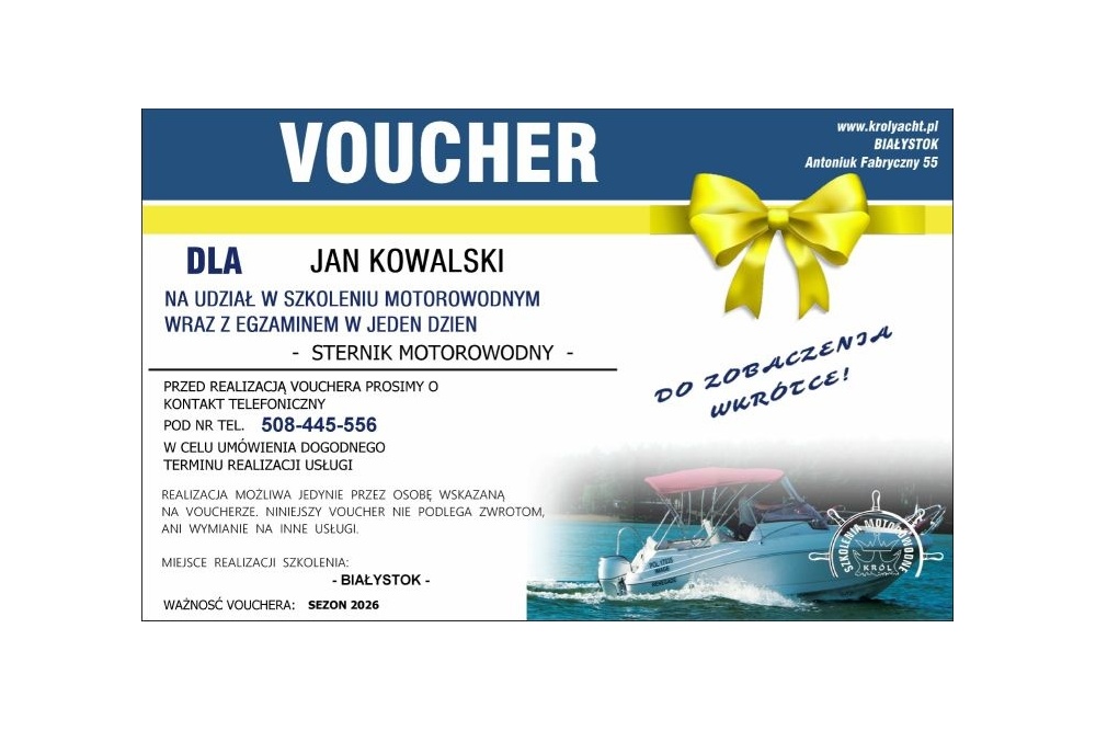 Holowanie nart i innych obiektów pływających - Białystok - Voucher